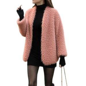 Ambiance Blush Fur Pink Teddy Jacket Size Small